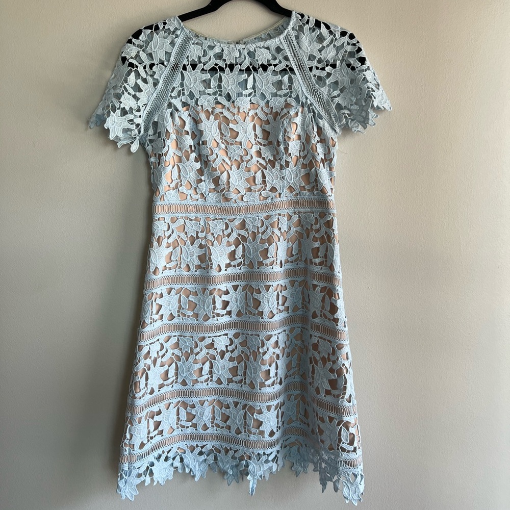 Blue lace appliqué dress size 4p